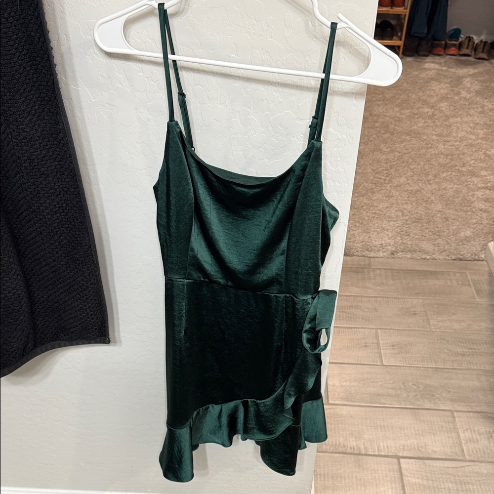 Wild Fable Dark Green Satin Dress Small
